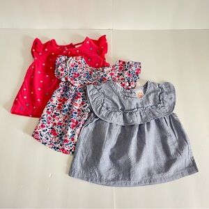 Toddler Girls Wonder Nation Ruffle Baby Sleevless Spring Shirts- size 12M- 3 set